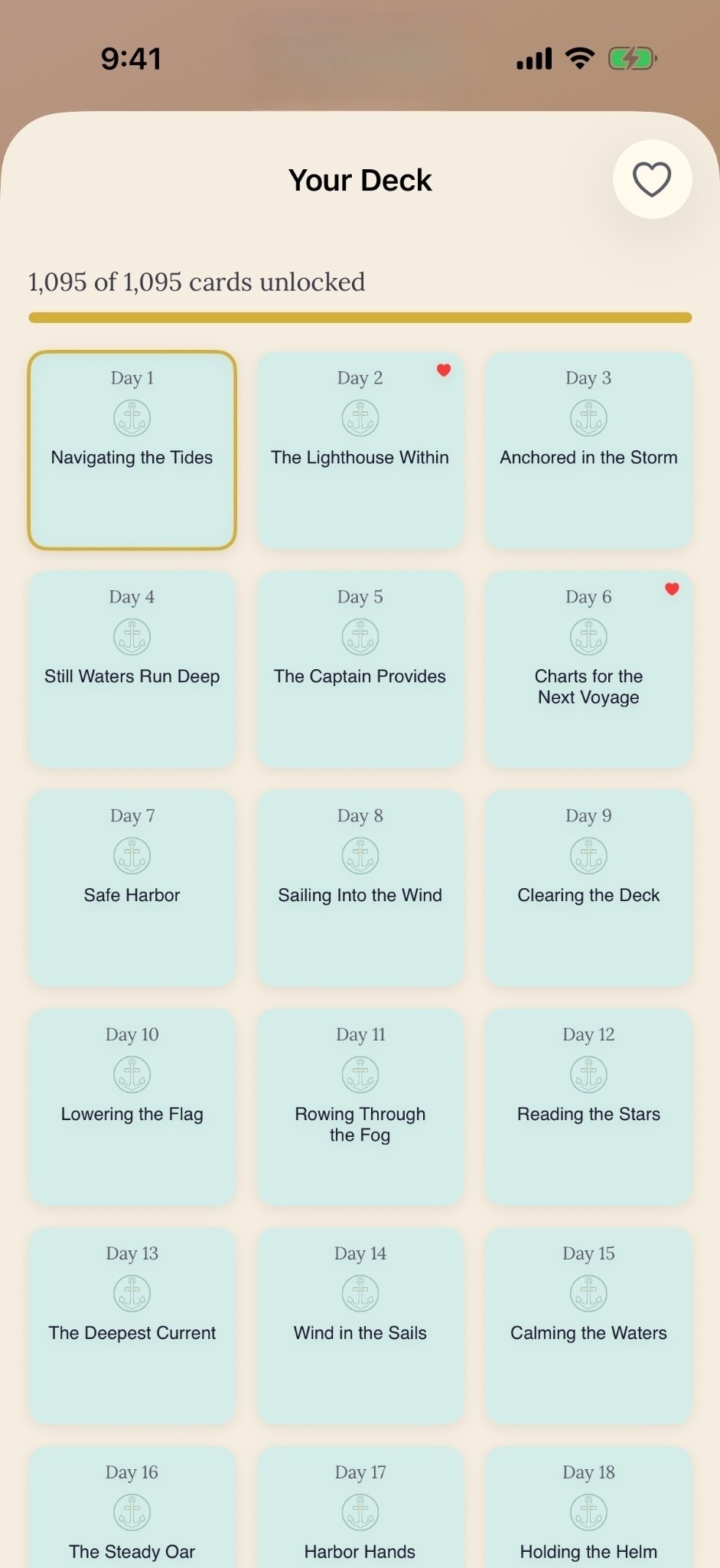 Your Deck showing all 1,095 devotional cards