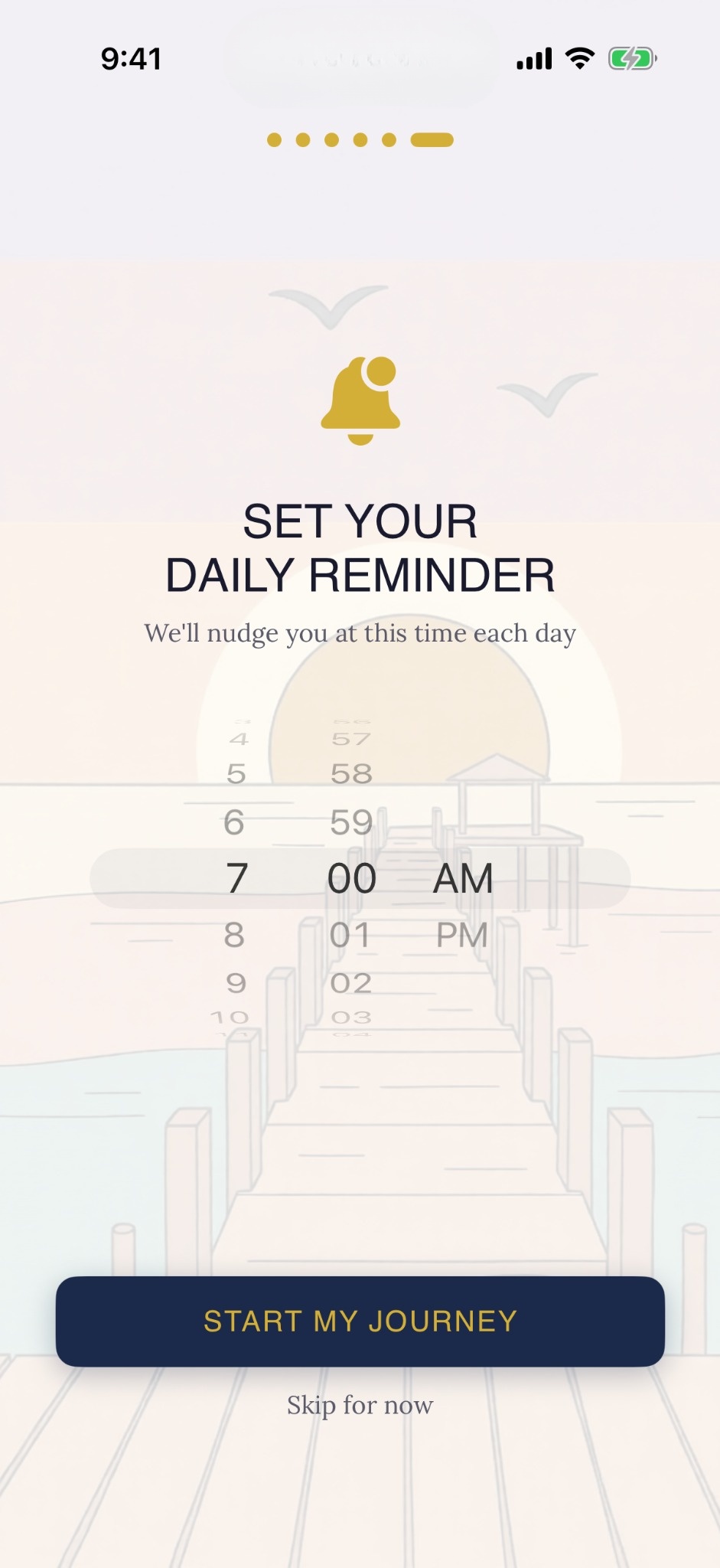 Daily reminder setup screen